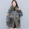 Women's Fur Spot Scene Shooting Winter Cowboy Splicing Sent To Overcome MAO Jacket Down Coat Female