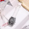 Relojes de pulsera para mujer, cinturón de cuero, barril de vino con incrustaciones de diamantes, reloj facetado de moda para mujer, oro rosa 2022, malla ultrafina para mujer