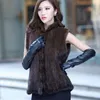 Women's Fur Women Real Mink Vest Winter Warm Natural Fashion Knitting Luxury Genuine Casual Coat