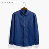 Usshark Blue Denim Frush для мужчин повседневные ковбойские рубашки хлопковые с длинным рубашкой винтажная рубашка мужская одежда Стильная шамбра 210706