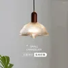Pendant Lamps Retro Transparent Glass Chandelier Nordic Minimalist Dining Room Table Solid Wood Bar Clothing American Light