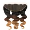 1B / 4/27 13x4 Chiusura frontale in pizzo Ombre Color Indian Body Wave Frontali per capelli umani per donna