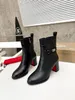 Ankle boots leather Genuine Leather boot block heel Chelsea Martin booties heavy duty luxury designer brands for womenBoots follow high7cmBoots