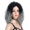 Nya kvinnor peruk hår wavy peruk lady svart grå lockigt korta skiktade peruker