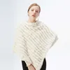 Women's Fur Faux Fur ETHEL ANDERSON Newly Design Knitted Genuine Rabbit Fur Poncho Vest Wrap Coat Shawl Elegant Top Wedding Casual T220928