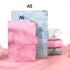 Macaron Marble Color A5 A6 6ring Binder PU Clip-on Notebook Leather Lower Leaf Cover Notebooks Journal Stationery