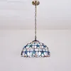 Pendant Lamps Mediterranean Lilac Shell Lustre European Restaurant Tiffany Handicraft Chandelier Luminaria Lights