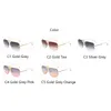 Solglasögon Fashion Pilot Rimless Women's Big Brand Designer Metal Ocean Lens Gradient Square Sun Glasses Kvinna