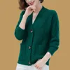 Damesbreien Tees Vintage Short Sweater Cardigan Women Koreaanse stijl enkele borsten gebreide jas Chic schroefdraad Gebreide kleding vaste kleur jas 220929