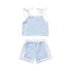 Clothing Sets Born Baby Summer Clothes 2Pcs Set Striped Print Camisole Elastic Waist Shorts For Boys Girls 6M-4T