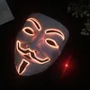 LED Party Masks V voor Vendetta Anonieme Guy Fawkes Party Cosplay Masquerade Dress Up Mask Fancy Fancy volwassen kostuumaccessoire 929