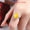 Küme Yüzükleri 925 STERLING Gümüş Kadın Nişan Düğün Yüzüğü 8x11mm Oval Cabochon Yarı Montaj Ayar Toptan