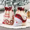 Linen Santa Sack Noel Hediye Çantası Kırmızı Ekose Drawstring Tote Çanta Festivali Dekorasyon Rre14603