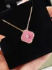 Hänge halsband mode klassiska halsbandsmycken 4 fyra bladklöver charm rosa färg meddiamonds designer smycken halsband fo232o