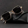 Solglas￶gon 2022 Vintage Metal Steampunk for Men Women Square Fashion Stylish Retro Brand Shades UV400 Sun Glasses