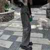 Jeans pour femmes Mode gothique taille haute femmes chic côté à lacets pantalon en denim jambe large femme harajuku y2k streetwear pantalon droit 220928