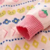 Pull jacquard fraise pour filles hiver bébé coton bas double couche épaissie haut
