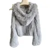 Women's Fur Faux Harppihop knitted Genuine Rabbit fur coat women fashion long rabbit jacket Outwear winter 220928