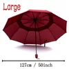 Paraplyer stora fällbara kvinnor regn män dubbla lager stora resor vattentätt manliga parasol för 3-4 personer 125 cm diameter 220929