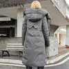 Womens Down Down Parkas Gasman Womens Down Jacket Fashion High Street Long Big Pocket Women Coat Contrast Brand Warm Quilted Coats Parka 21339 220929