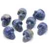 23 mm natuurlijke sodalite schedel hand gesneden edelsteen beeldende kunst sculptuur Reiki Healing Stone standbeeld.