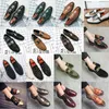 Men's luxury brogue shoes handmade metal buckle decoration two-color stitching rhinestone carving round head fashion business shoes loafers Many sizes38-48