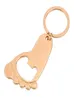 Wholesale Baby Shower Favor Gold Bottle Opener Girl Boy Footprint Keychain Openers Birthday Party KD1