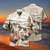 Camicie casual da uomo Moda uomo 3d stampato Gallo per uomo Abbigliamento hawaiano Manica corta Estate Risvolto Monopetto Top Abbigliamento