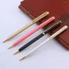 Luxury Quality Student Frosted Pen Stainless Steel MATTE BLACK Signature GOLD BALLPOINT Stationery Office Supplies