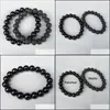 Brins de perles 10 mm Bracelet de perles d'onyx noir Bracelet élastique Bracelet de perles de pierres précieuses Livraison de goutte de pierre mate ou polie 2021 J Oterh