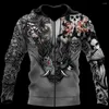 Felpe con cappuccio da uomo Samurai Oni Mask Tattoo 3D Felpa con cappuccio stampata all over per uomo e donna Casual Gothic Streetwear Pullover Divertente K129