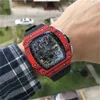 Watch Designer Luksusowe mechaniki męskie Richa Milles zegarek Wristwatch Włókno Red Red Men's Multifunkcyjna automatyczna mechaniczna osobowość mechaniczna Duża d y53K cutb Dro7