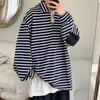 Men's Hoodies Casual Striped Polo Couple Sweater T-Shirt Hip-Hop Pullover Horn Button Grunge Clothes Emo Kpop Urban Men Sweatshirt