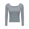 LU-135 Sports Long Sleeved Women Top High Elastic Fitness Yoga Gym Clothes Running Casual Shirt