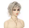 Pixie Layered Short Blonde Wigs for Women Synthetic Wavy Hair Blonde Mixed Wig