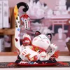 Decorative Objects Figurines 86 inch Ceramic Maneki Neko Lucky Cat Money Box Coin Bank Japanese Long Tail Fortune Cat Feng Shui Home Decoration Wedding Gift 220928