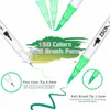 Markers ZSCM12/24/60/100 Dubbele penseel Art Marker Pen schrijven Kalligrafie Fine Nib Back to School Office Supplies 220929