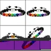 Perlenstränge Yoga handgefertigt 7 Chakra Baum des Lebens Charm-Armbänder Lavasteine Mticolor Perlen Seil Armband Frauen Männer Armreifen Drop D Otdsm