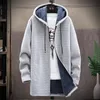 Mens Sweaters Mens Winter Thicken Sweatercoat Fleece Cardigan Jacket Male Slim Sweaters Long Hooded Sweater Warm Outwear Coats Plus Size 4XL 220929