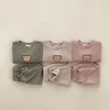 Kl￤derupps￤ttningar 2022 Baby Long Sleeve Clothes Set Infant Boy Girl Girl Sweet Bear Print Sweatshirt Pants 2st Suit Kids Casual Pullover Outfits