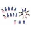 False Nails 24pcs Wearable Fake Double Color Mandarin Duck Crystal Drop Diamond DIY Nail Full Cover Tips Set Press On