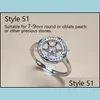 Устройство ювелирных изделий DIY Представленные жемчужные кольца настройки Shining S925 Sier Jewelry Ring для женщин Регулируемые свадебные аксессуары DERSE DEFE DHGW1