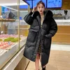 Frauen Unten 2022 Winter Weiße Ente Jacke Mittlere Und Lange Koreanische Version Große Tasche Mode Lose Verdickt