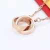 Luxury Fashion Necklace Designer Jewelry party double rings diamond pendant Rose Gold necklaces for women fancy dress long chain jewellery gift Thanksgiving Day