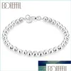 Perles Brins Doteffil 925 Sterling Sier 6Mm Cercle Forme Perle Bracelet Pour Les Femmes De Mariage Fiançailles Fête Bijoux Drop Delivery 20 Otpg2