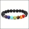 Perles Strands Black Lava Volcanic Stone 7 Chakra Bracelet Natural Yoga Bracelet Guérison Reiki Prière Nce Buddha Beads Bracelet Drop Otju0