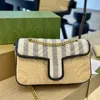 Famous Marmont Bags Fashion Ladies Cross Body Shoulder Bag Chain Handbag Raffia Woven Leather Trim Design Shopping Messenger Wallet Clutch purse