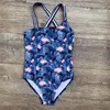 Women's Swimwear Brand Leaf Print Girl One Piece Swimsuit Summer Girls Kids Children Beachwear Kid Swimming Suit Monokini A273