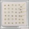 Nose Rings Studs 925 Sterling Sier Stud Clear Crystal Pin Piercing Nose Jewelry 36Pcs/Pack Drop Delivery 2021 Body Bdesybag Otics