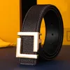 Designer Belt lyxiga kvinnor Mens b￤lten Fashion Classical Bronze Big Smooth Buckle Real Leather Strap 3,8 cm 6 F￤rg